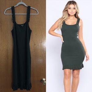 Fashion Nova fling ruffle dress hunter green 2XL